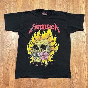 Vintage 90s Metallica Pushead Flaming Skull Heart Artimonde T Shirt Mens XL